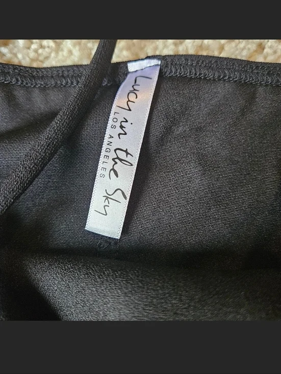 Lucy in the Sky Black Spaghetti Strap Ruffle Wrap Mini Dress - Picture 2 of 5